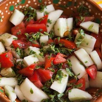 Tomato, Cucumber, Purslane Salad